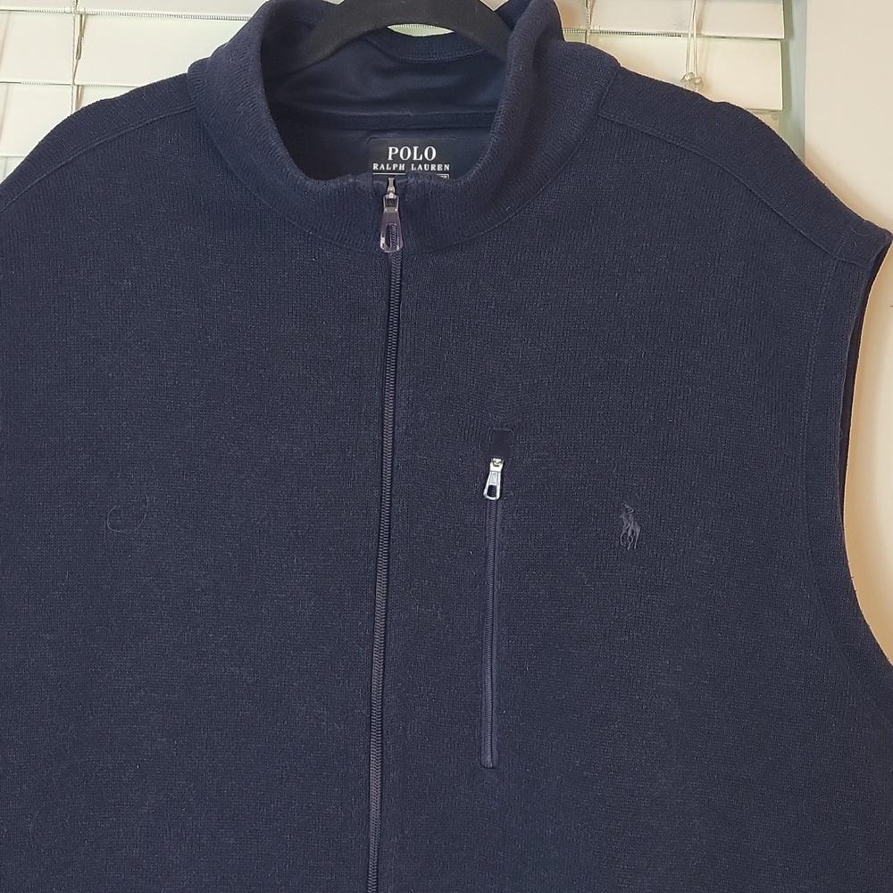 Polo Ralph Lauren Men's Fleeve Navy Zip-Front Fleece Vest. Size 4XL - Picture 2 of 7